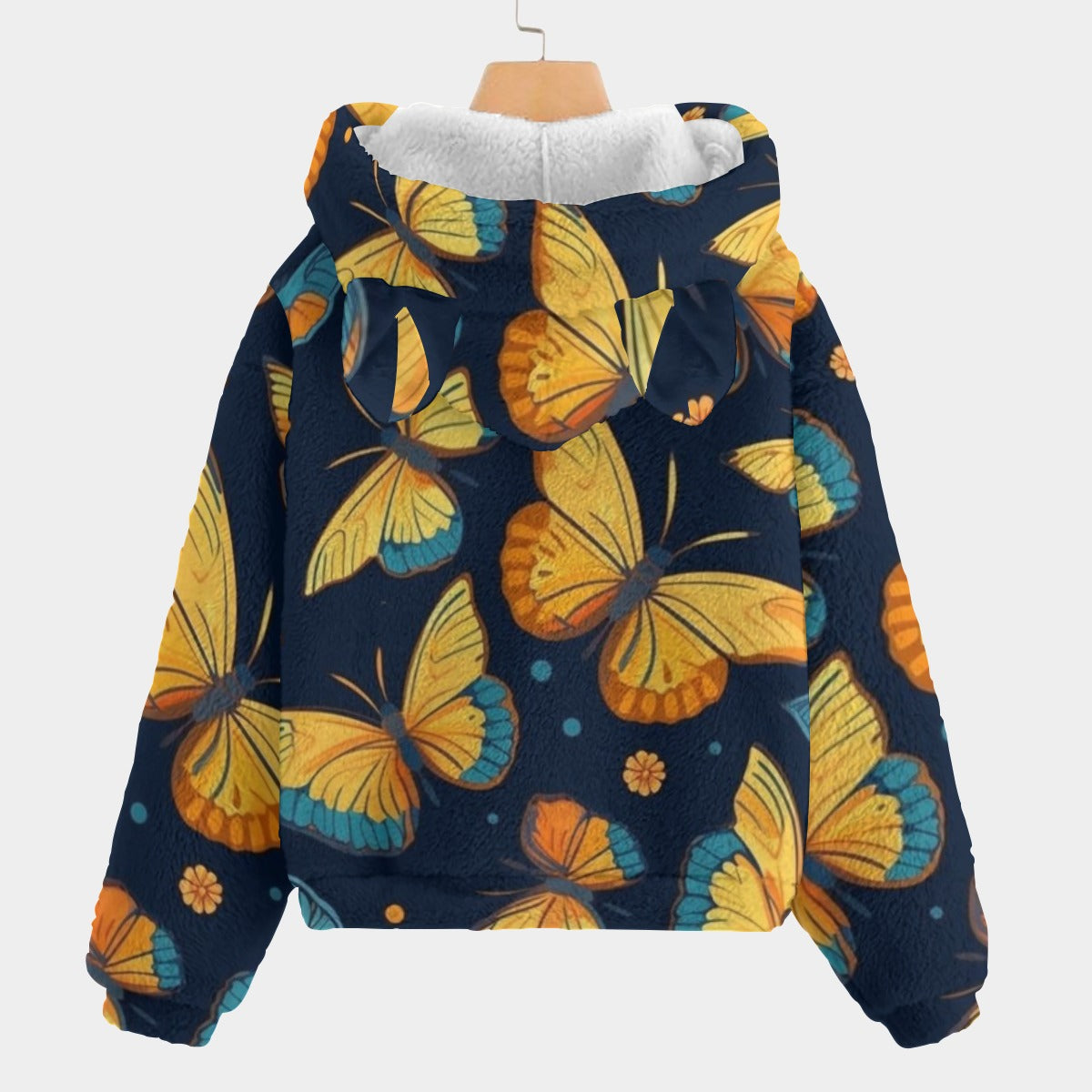 Cosmic Butterfly Fleece Hoodie with Ears