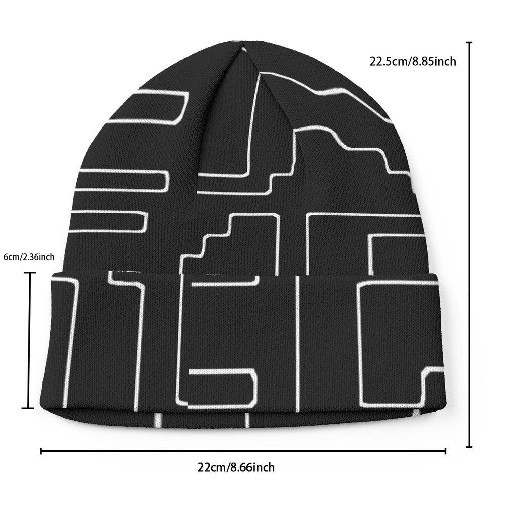 Abstract Maze All-Over Print Knitted Hat