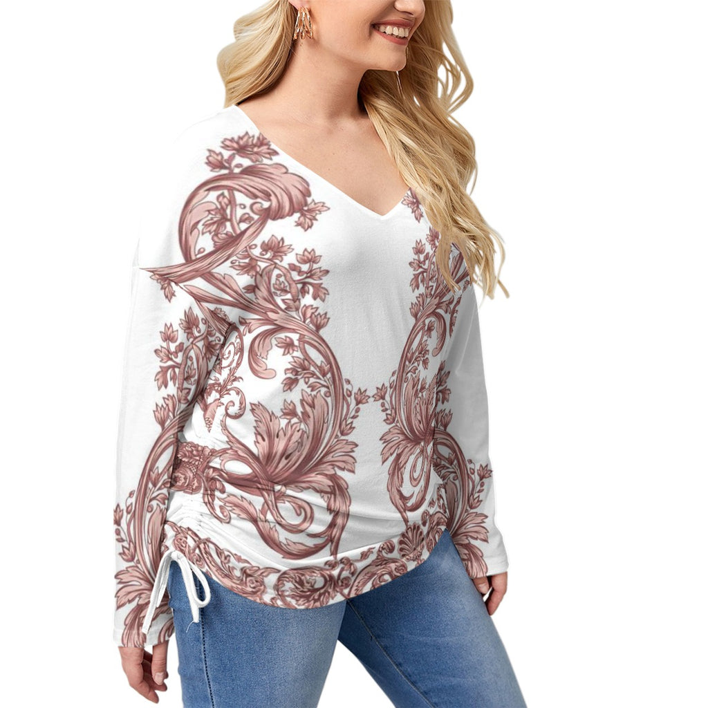 Regal Pattern V-Neck Tee - Plus Size