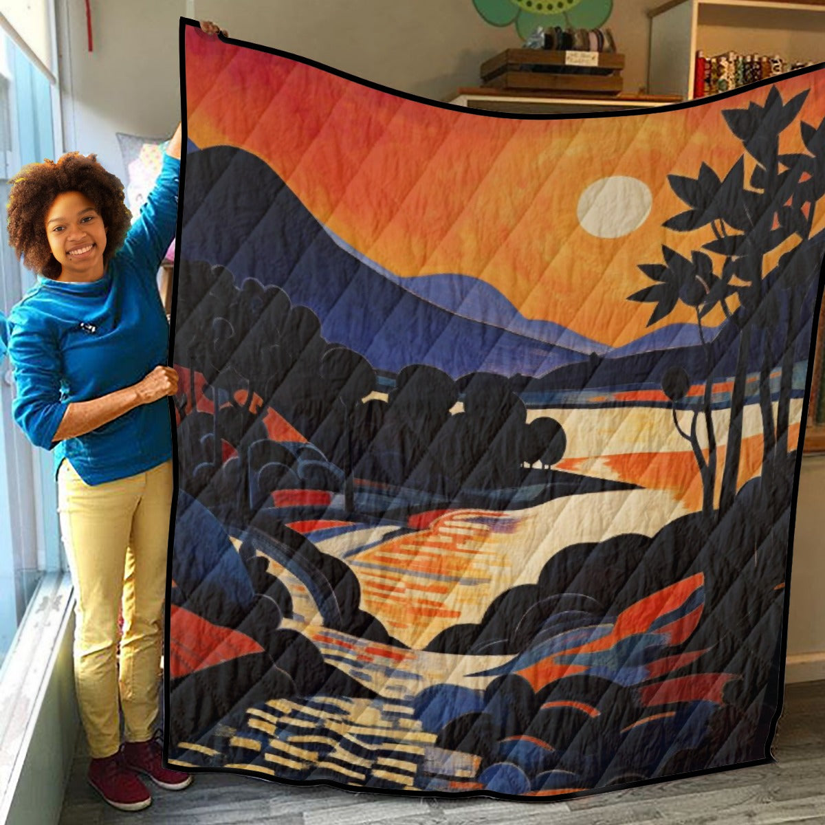 Sunset Stream Abstract Art Quilt