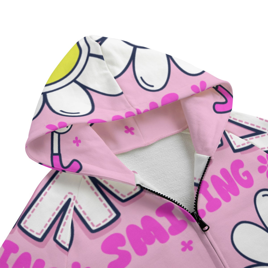Flower Power Print Kid's Zipper Hoodie