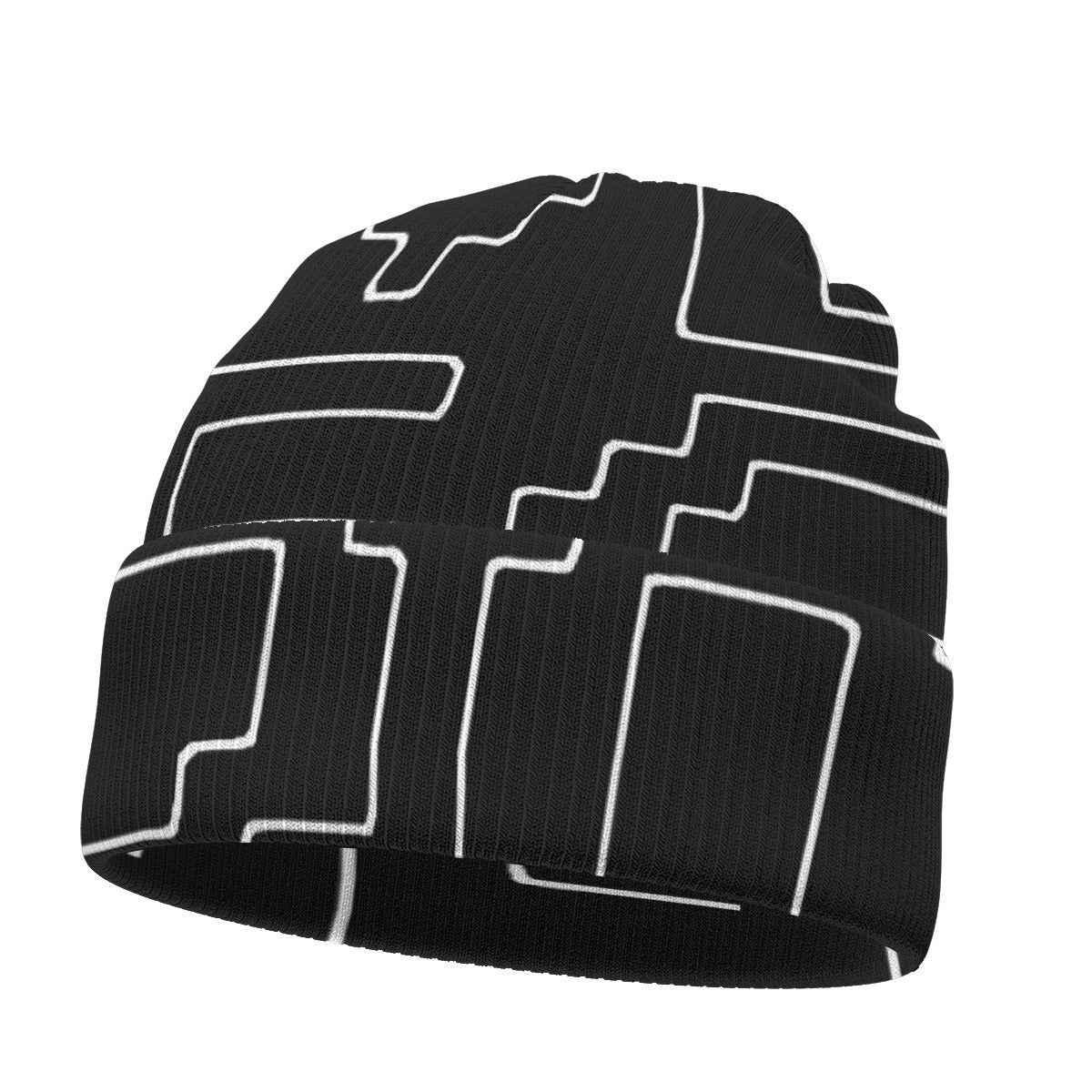 Abstract Maze All-Over Print Knitted Hat