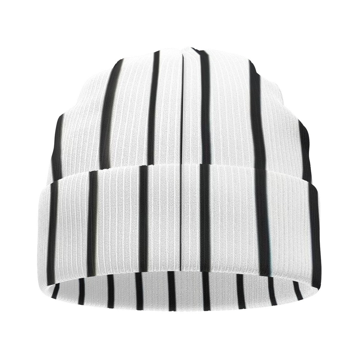 Black and White Striped All-Over Print Knitted Hat