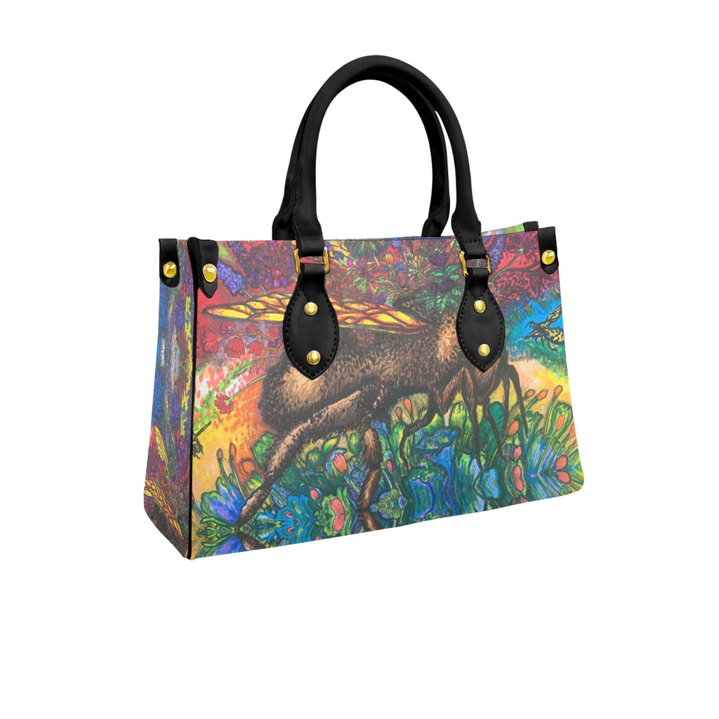 Busy Bee Tote Bag With Black Handle