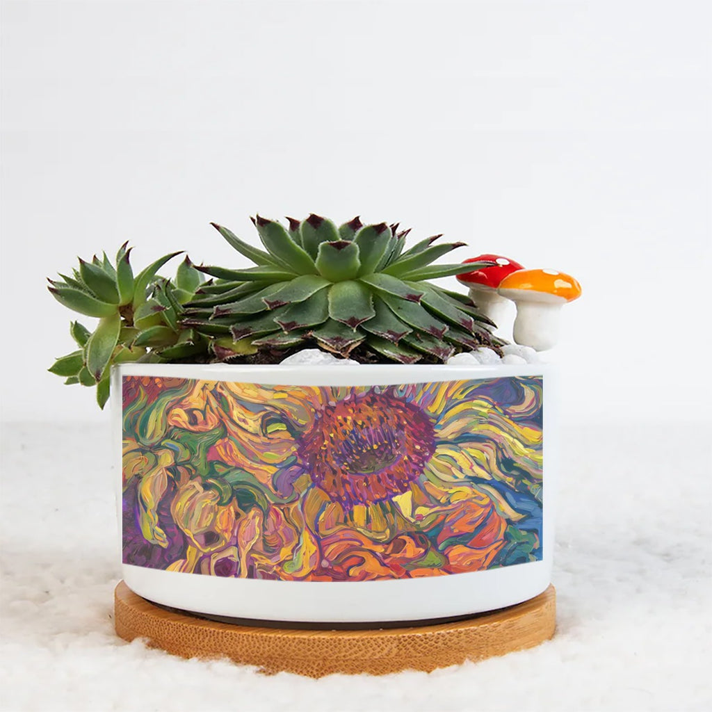 Flower Art Single Side Printing Flowerpot