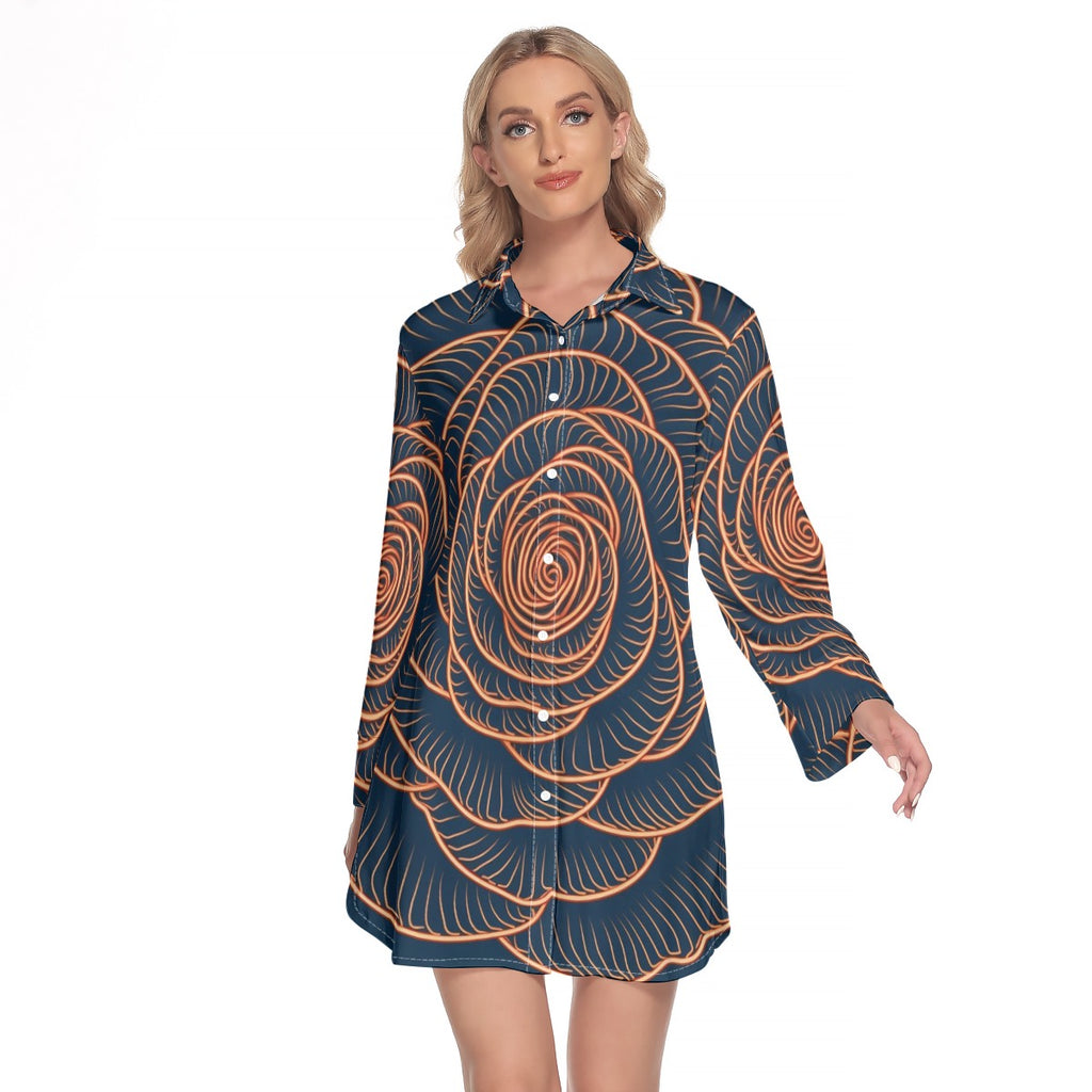 Abstract Garden Shirt Dress