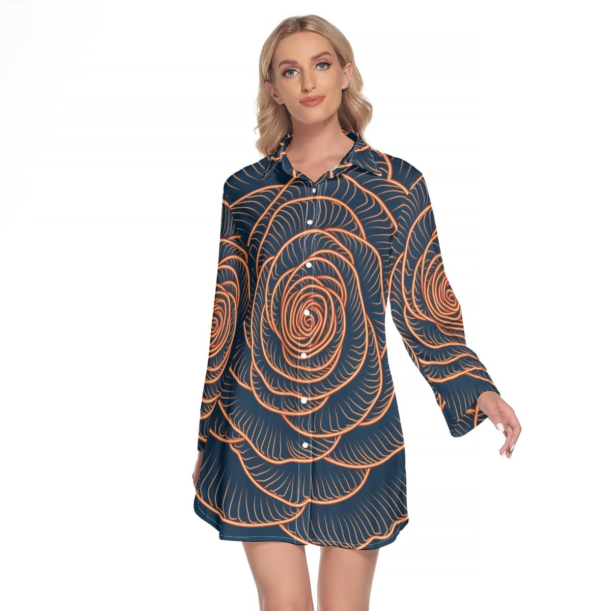 Abstract Garden Shirt Dress
