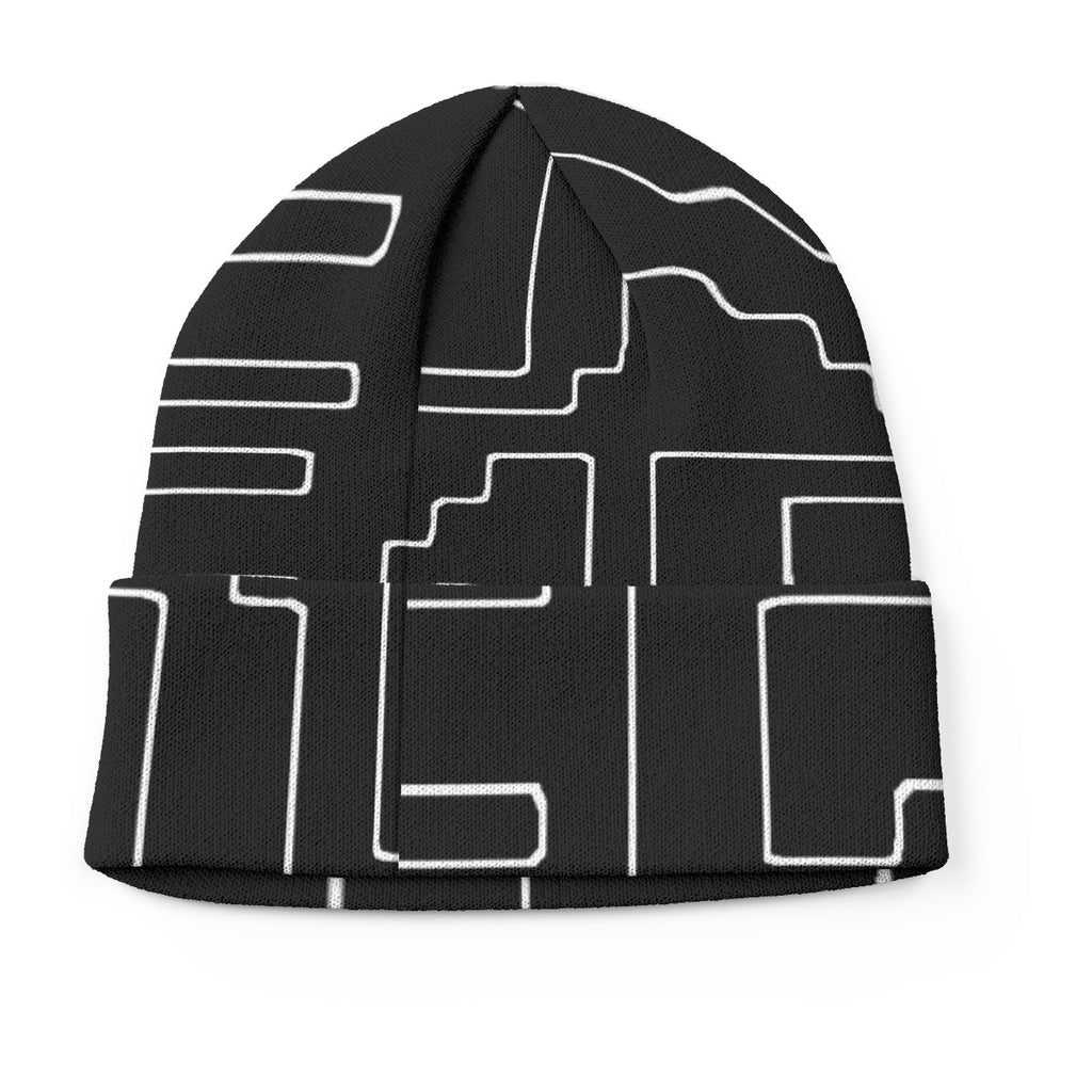 Abstract Maze All-Over Print Knitted Hat