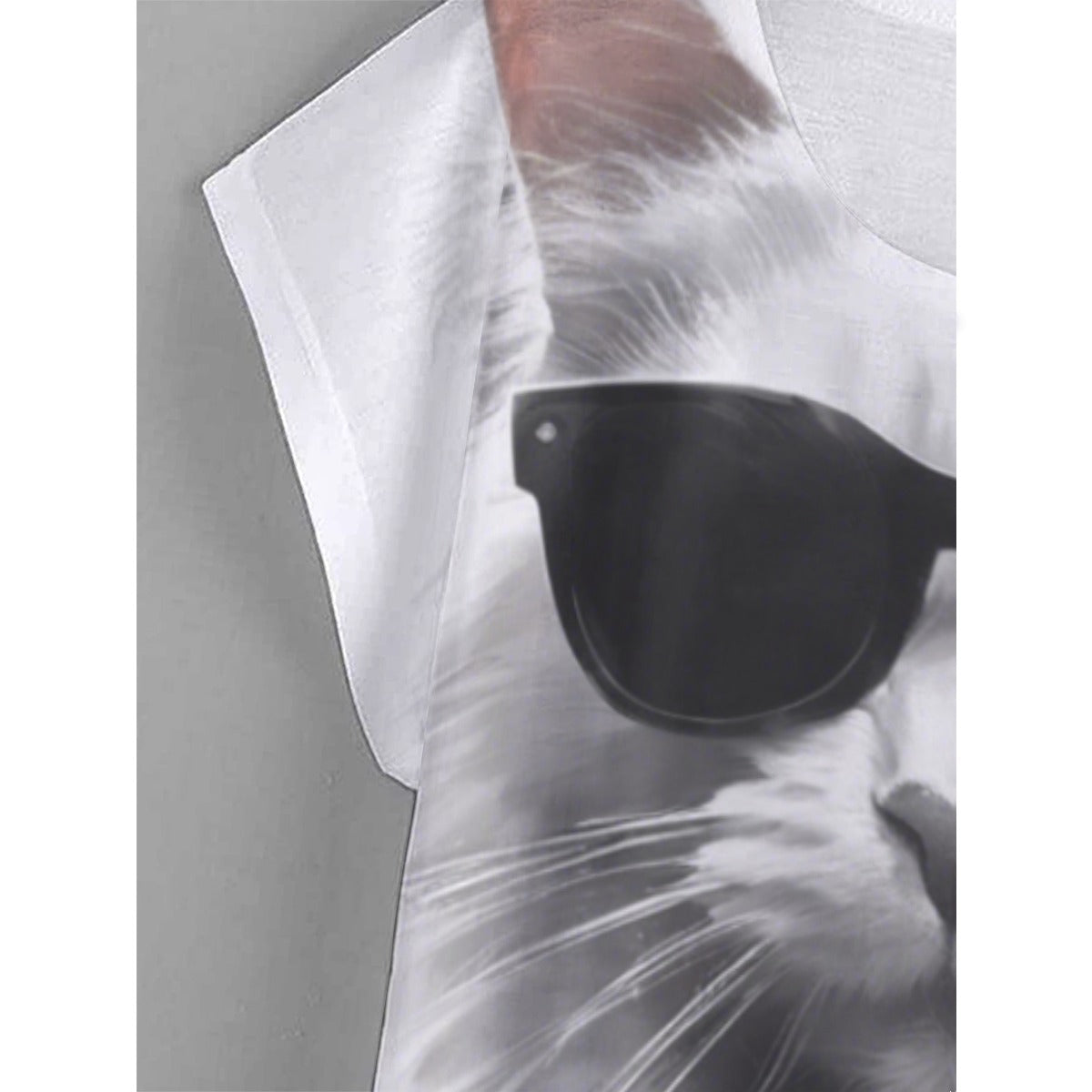 Cool Cat Sunglasses Curved Hem Tee - Plus Size