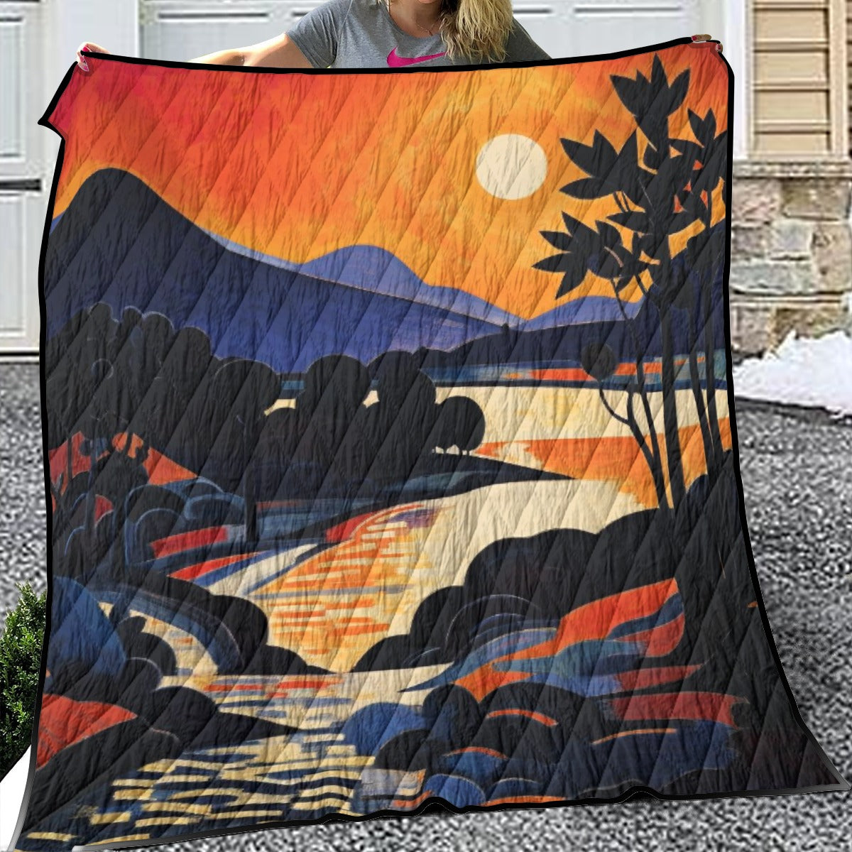 Sunset Stream Abstract Art Quilt