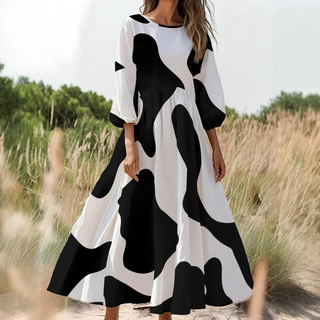 Monochrome Magic Long Sleeve Dress