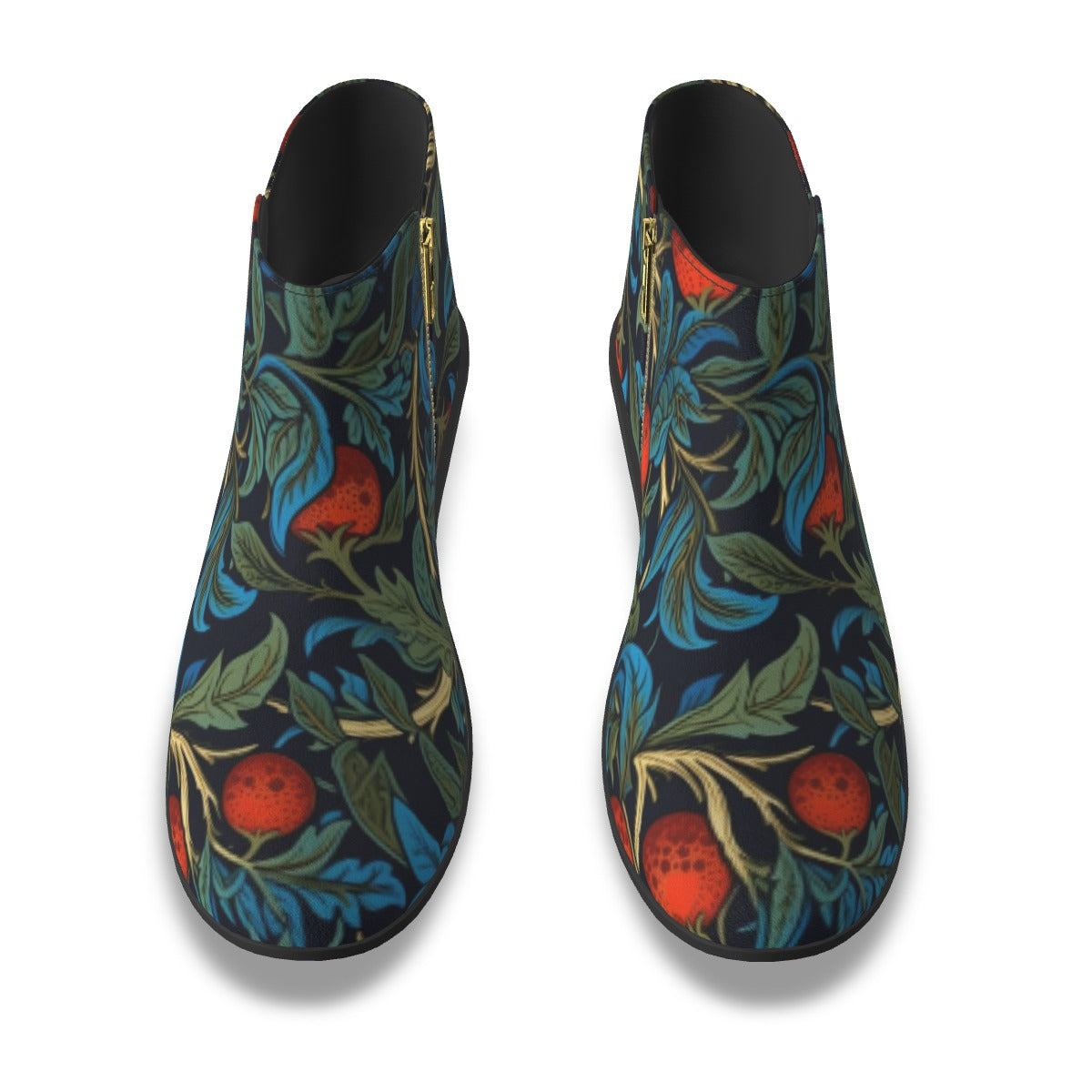 Floral Blue and Black Women's Fashion Boots