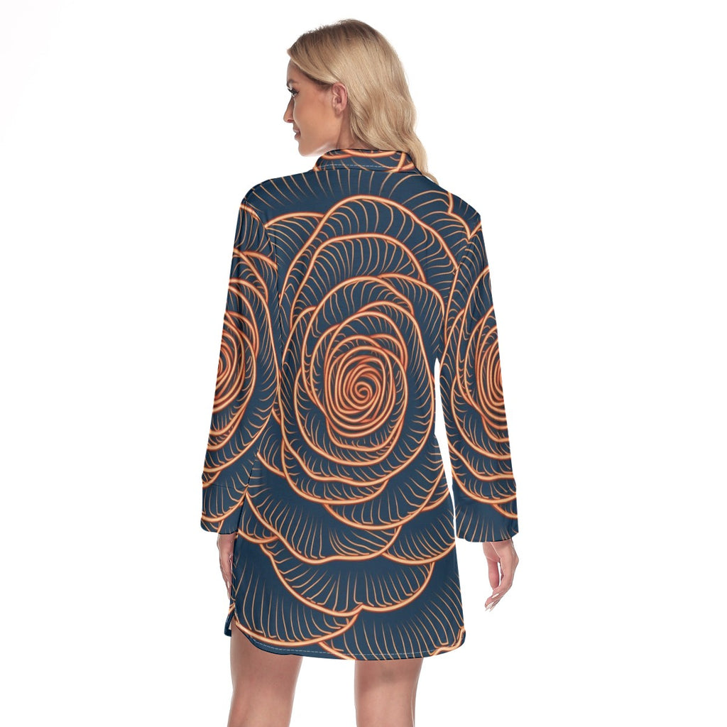 Abstract Garden Shirt Dress