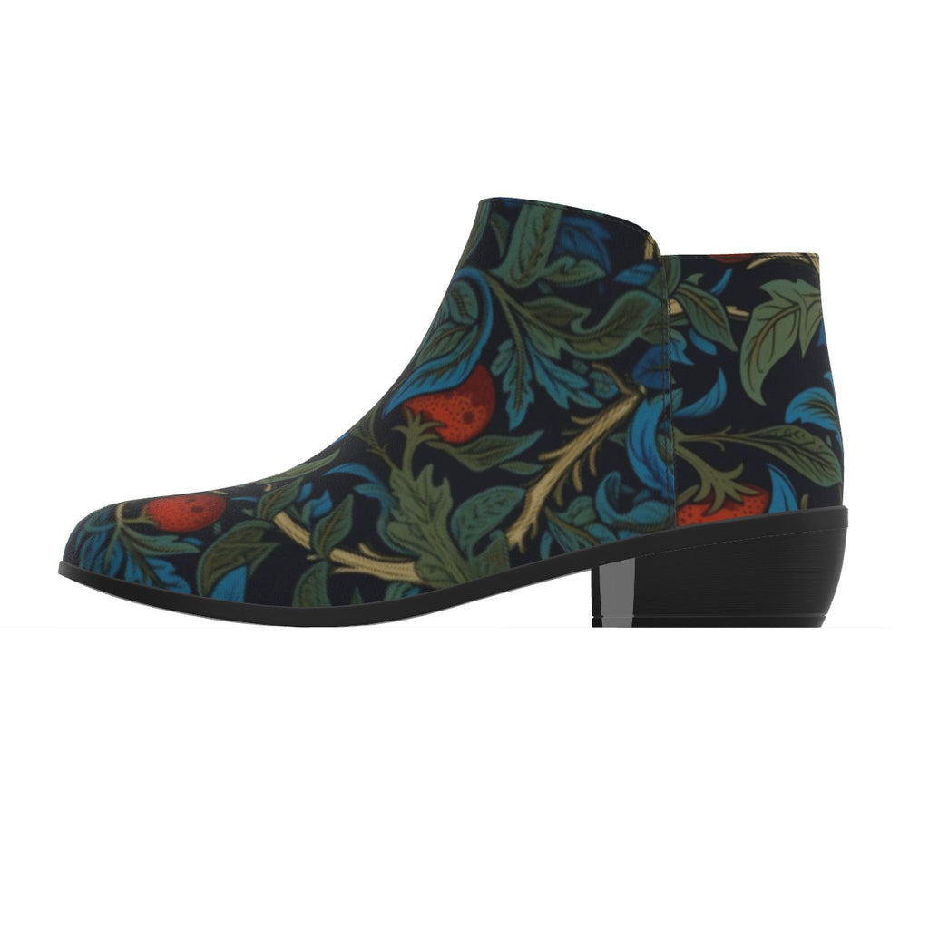 Floral Blue and Black Women's Fashion Boots