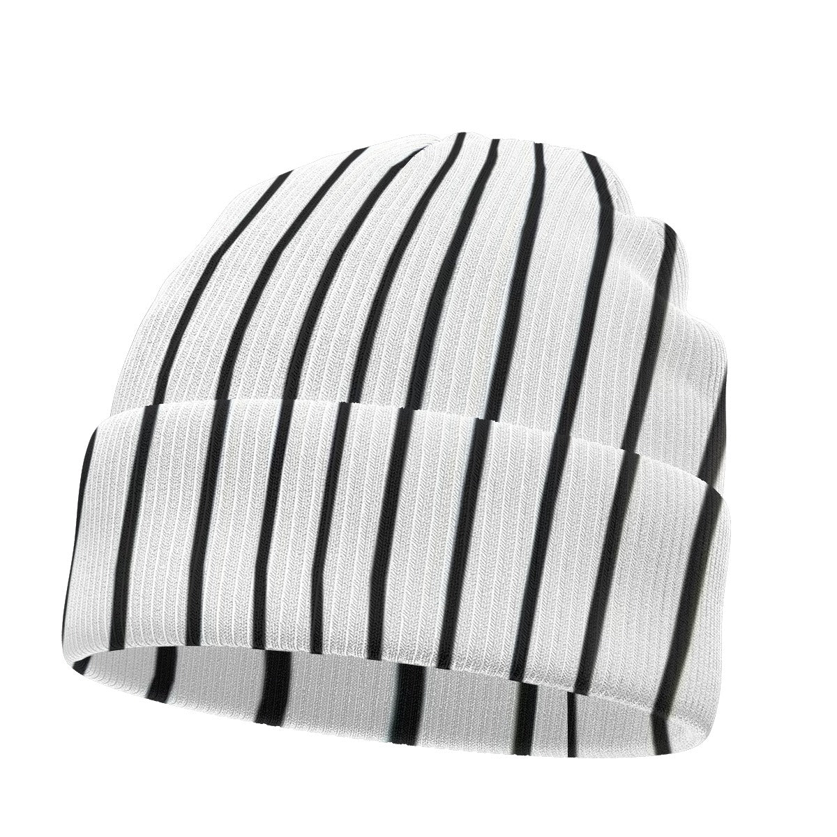 Black and White Striped All-Over Print Knitted Hat