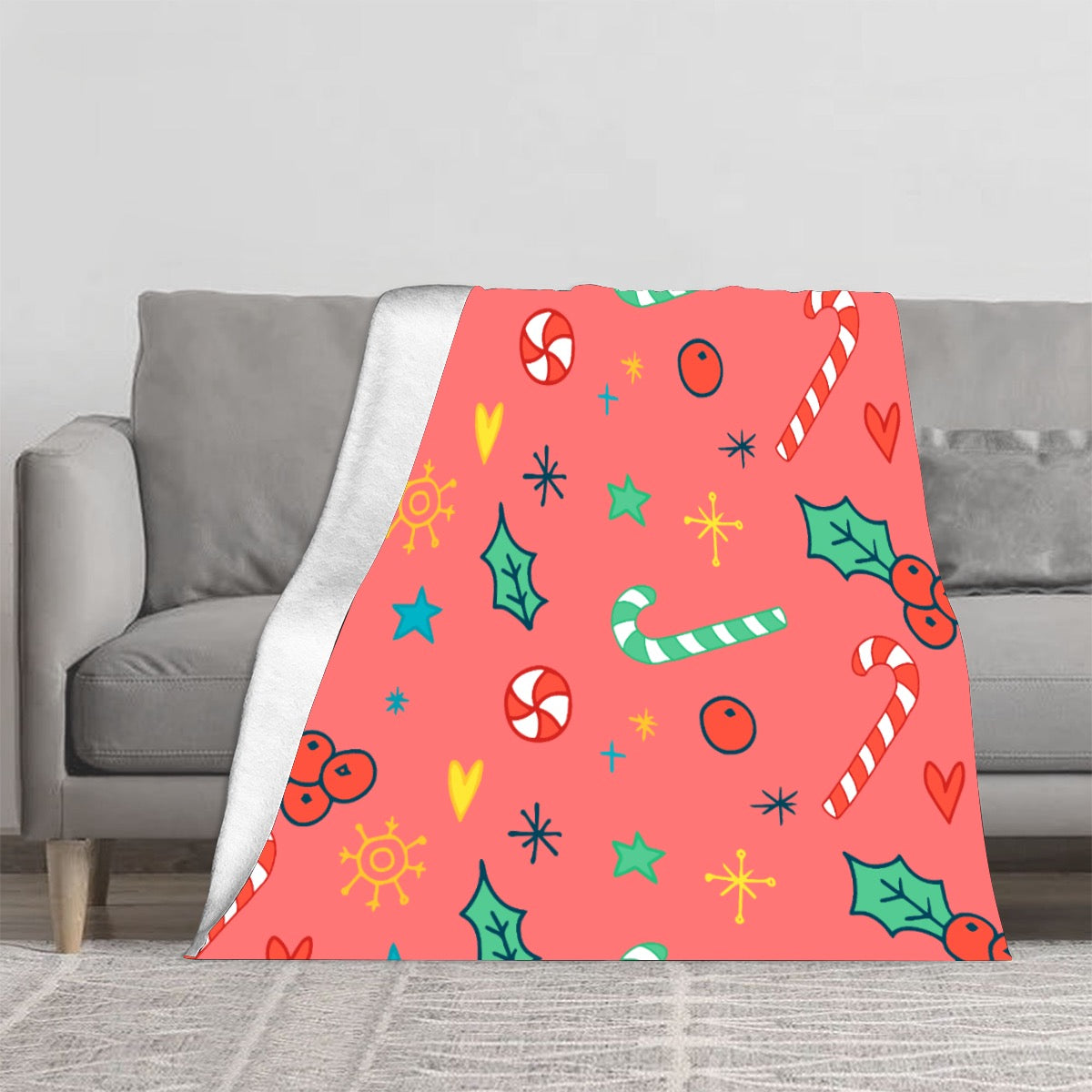 Candy Cane Lane Flannel Blanket