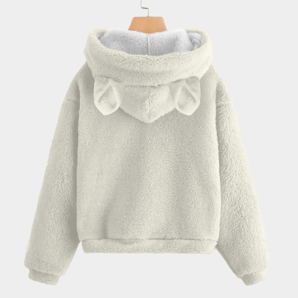 Smile Abstract Art Kid’s Borg Fleece Sweatshirt With Ear