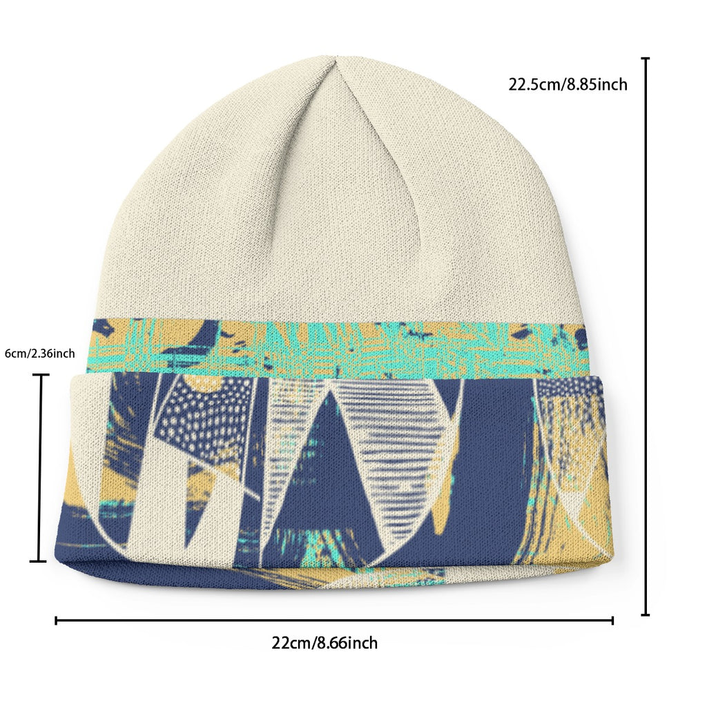 Abstract Design All-Over Print Knitted Hat