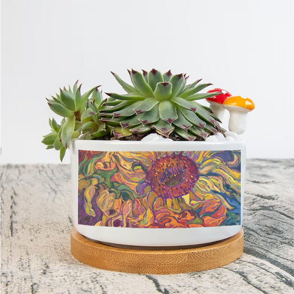 Flower Art Single Side Printing Flowerpot
