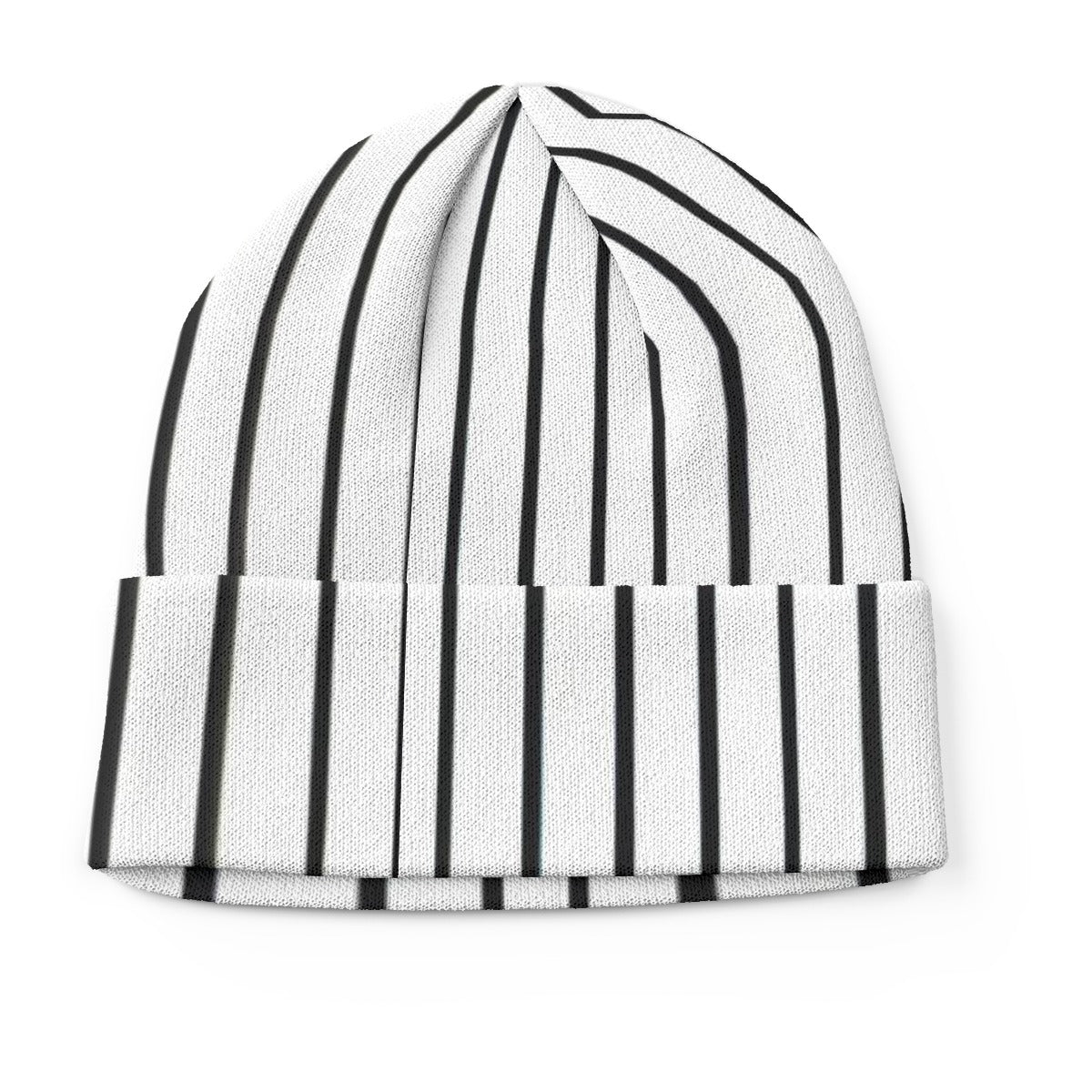 Black and White Striped All-Over Print Knitted Hat