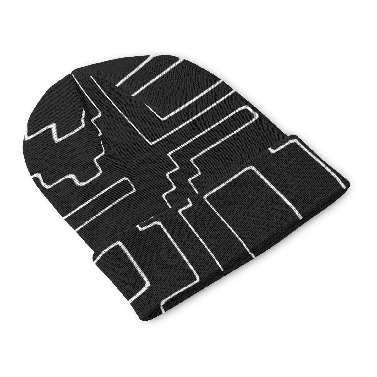 Abstract Maze All-Over Print Knitted Hat