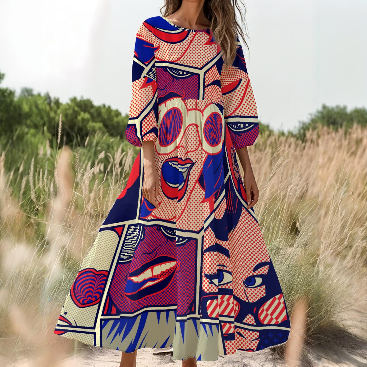 Abstract Artistry Long Sleeve Dress