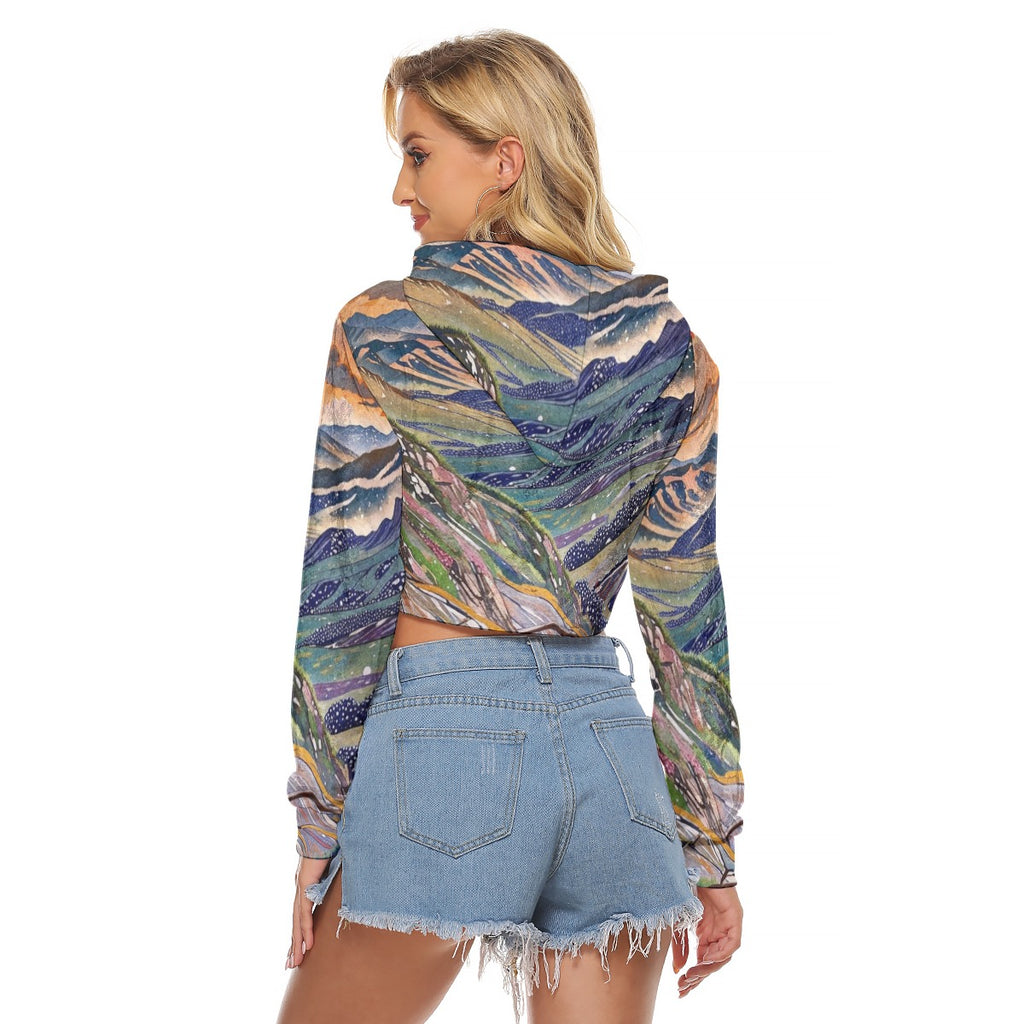 Abstract Mountain Cropped Hoodie