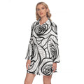 B&W Floral Elegance Shirt Dress