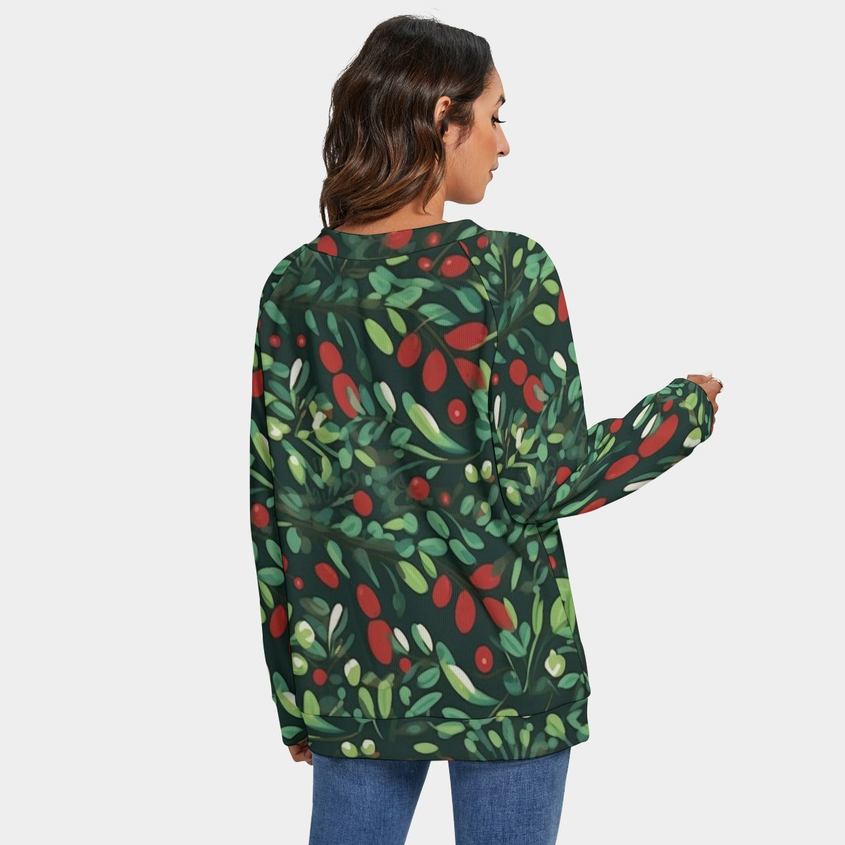 Holly Christmas V-neck Sweatshirt
