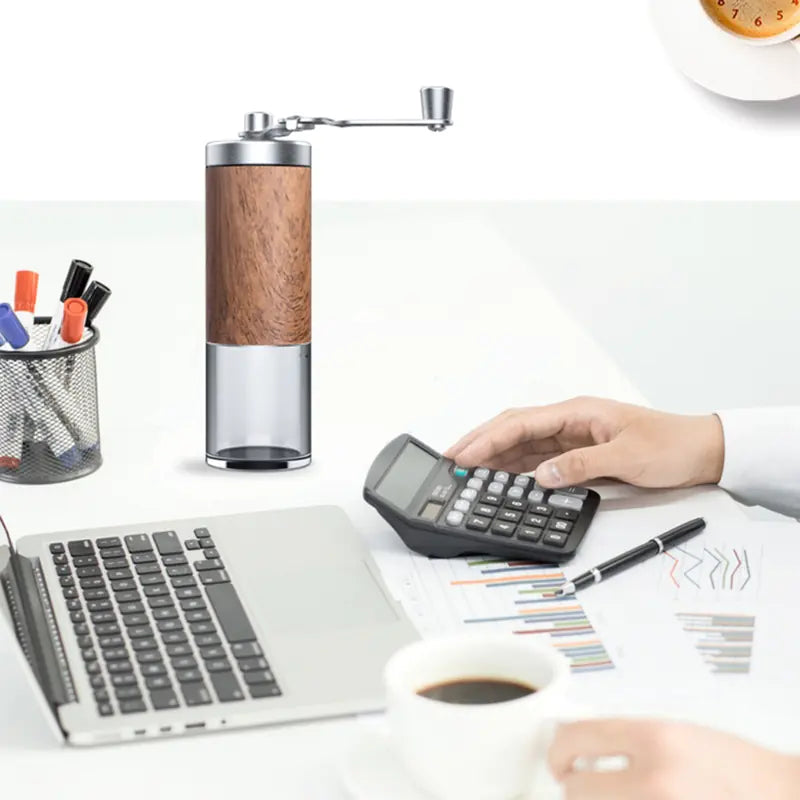 Handmade Coffee Grinder with Adjustable Ceramic Knob