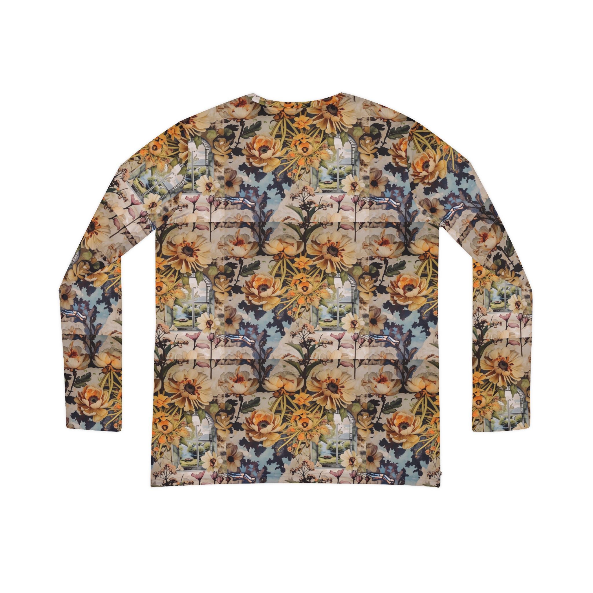 Floral Print Vintage Women's Shirt, Long Sleeve V-neck Tee, Spring Floral Top, Retro Floral Blouse, Boho Flower Pattern T-shirt