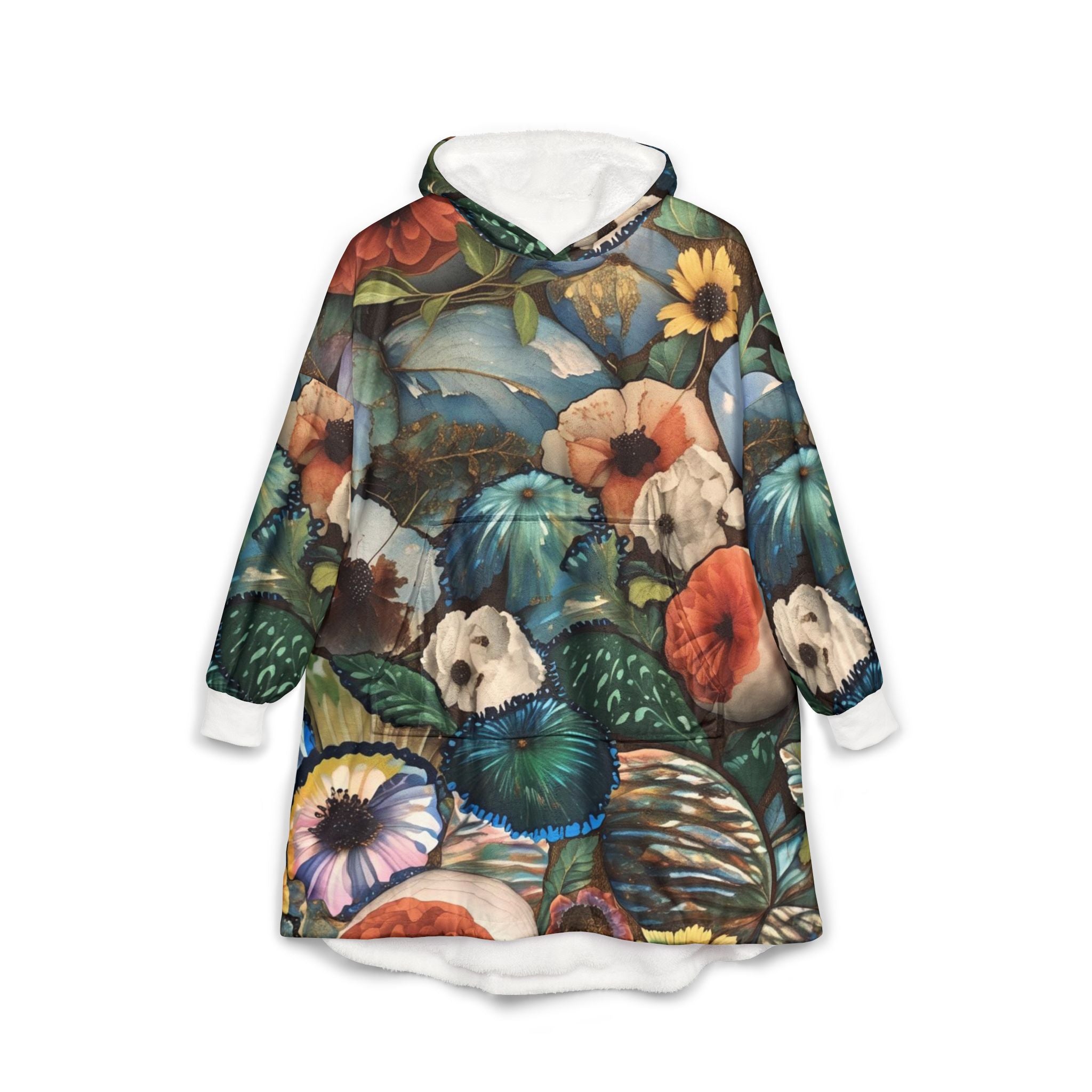 Cozy Floral Unisex Hooded Blanket - Perfect for Lounging, Movie Nights, and Gifts, Warm Blanket, Festival Blanket, Nature Inspired