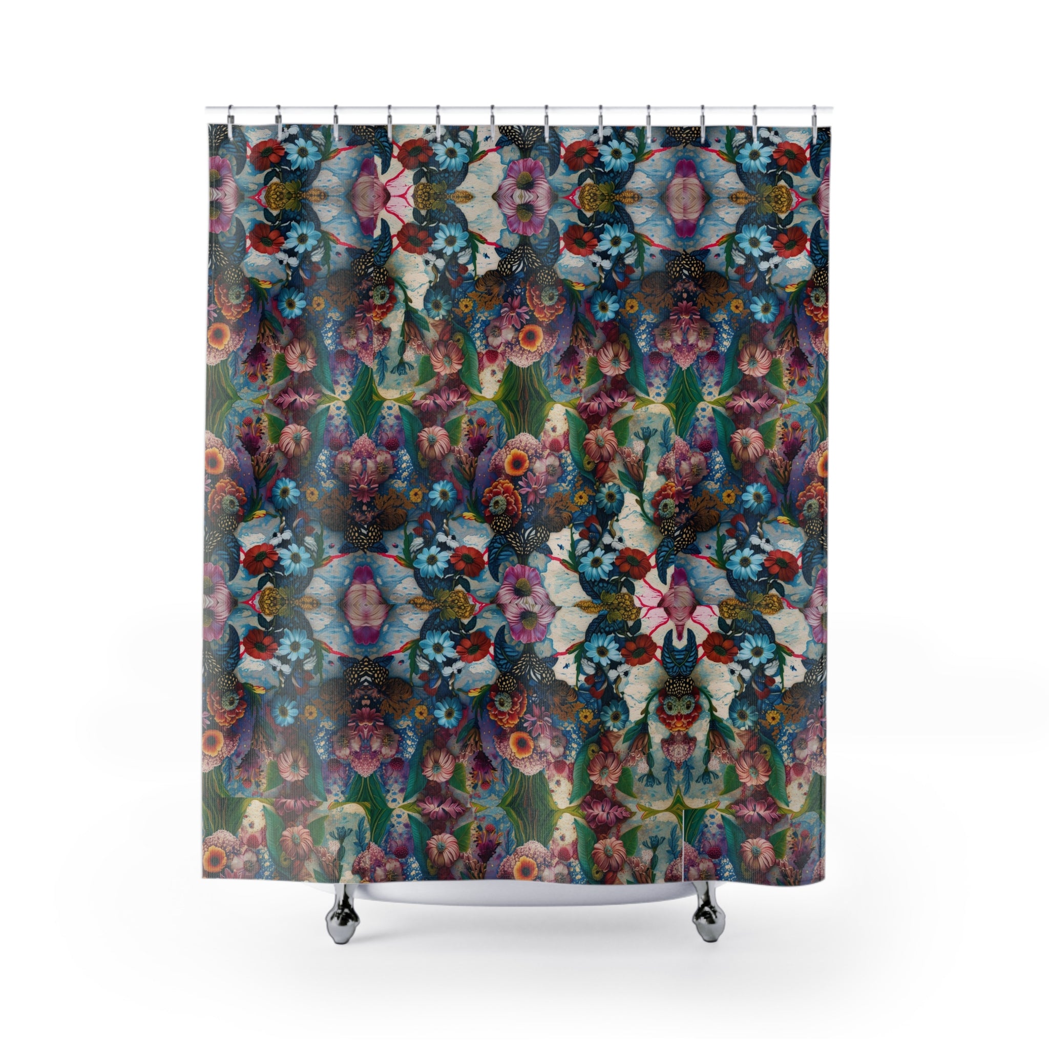 Vibrant Floral Shower Curtain, Bohemian Bathroom Decor, Colorful Floral Print, Home Spa Accent, Gift for Flower Lovers