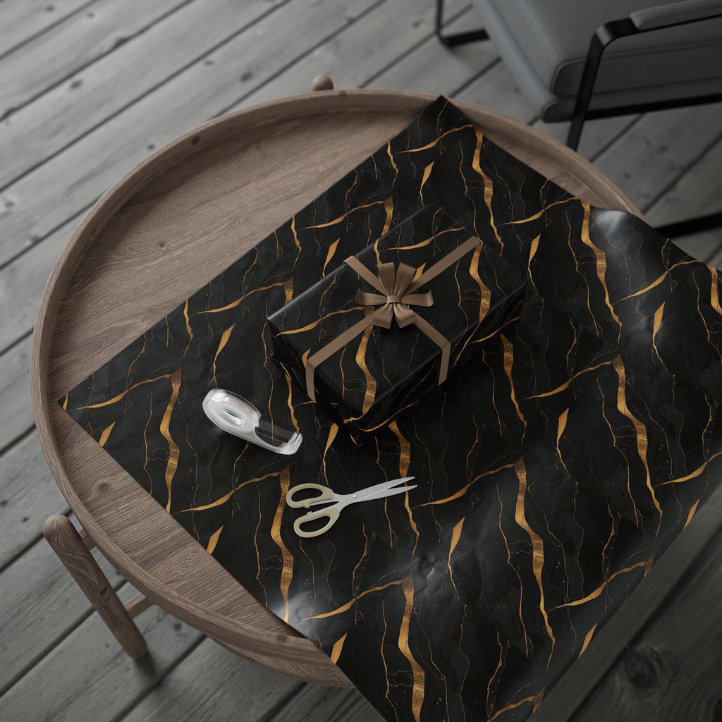 Elegant Black and Gold Wrapping Paper Roll, Luxury Gift Wrap for Christmas, Birthdays, Weddings, and Special Occasions
