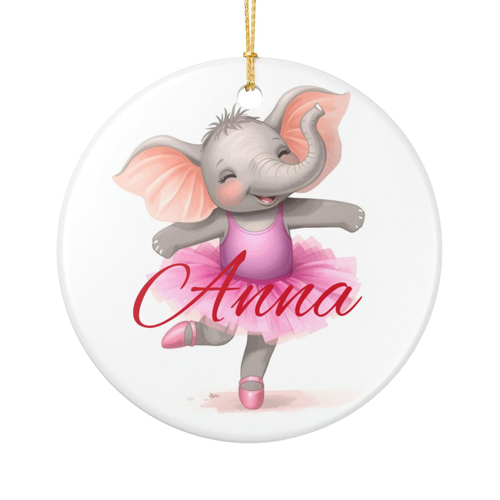 Personalized Elephant Ballet Ornament, Custom Name Christmas Gift, Nursery Decor, Cute Baby Shower Decoration, Kids Room Keepsake