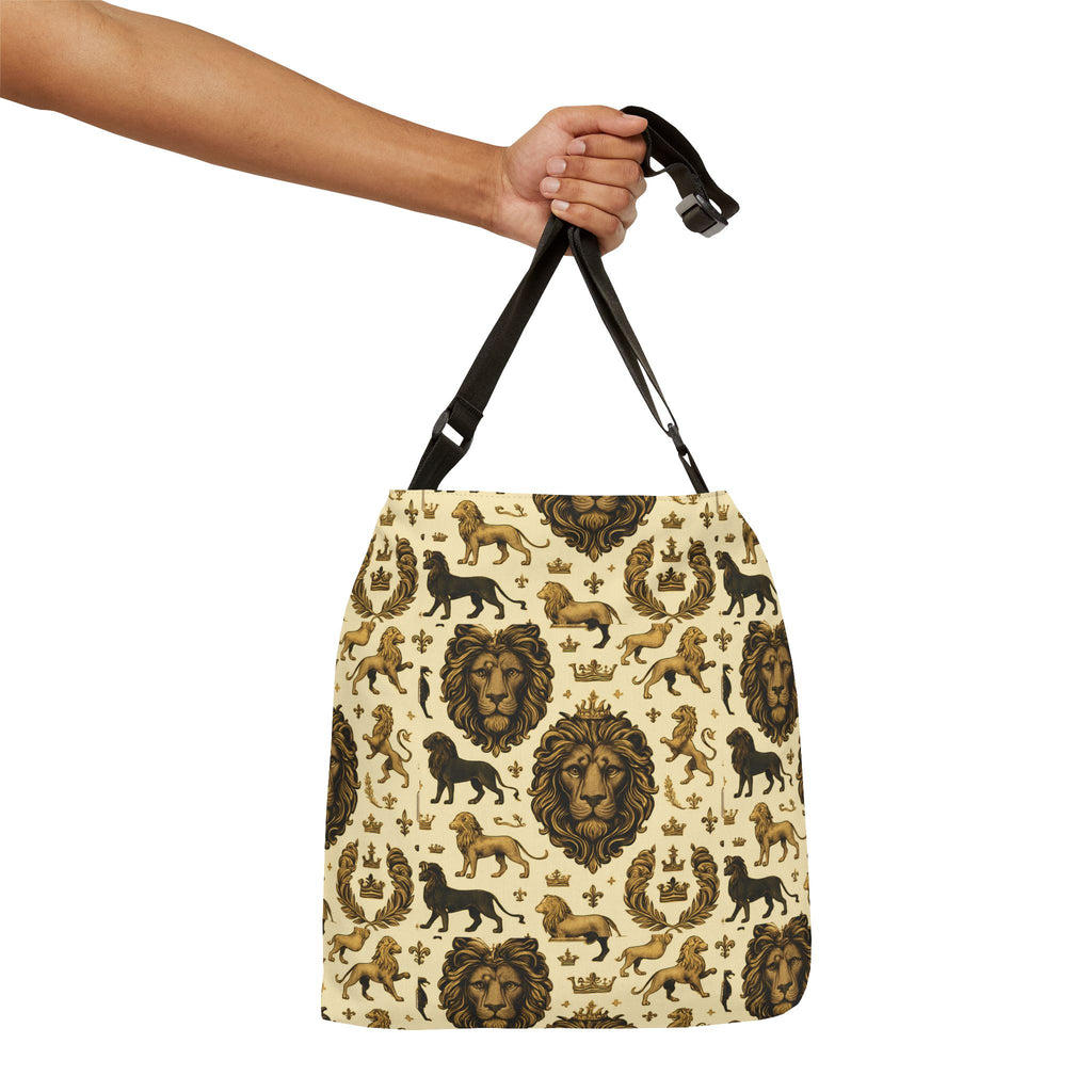 Lion Regal Pattern Tote Bag, Lion King Tote, Animal Print Bag, Jungle Safari Tote, African Wildlife Bag, Adjustable Tote for Shopping and