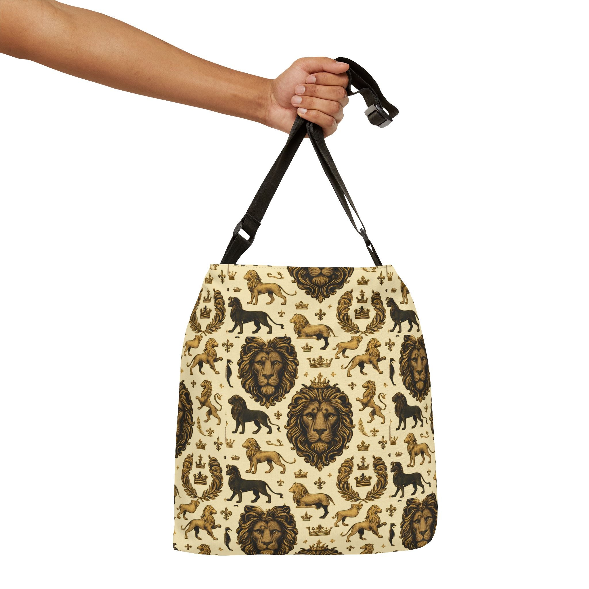 Lion Regal Pattern Tote Bag, Lion King Tote, Animal Print Bag, Jungle Safari Tote, African Wildlife Bag, Adjustable Tote for Shopping and