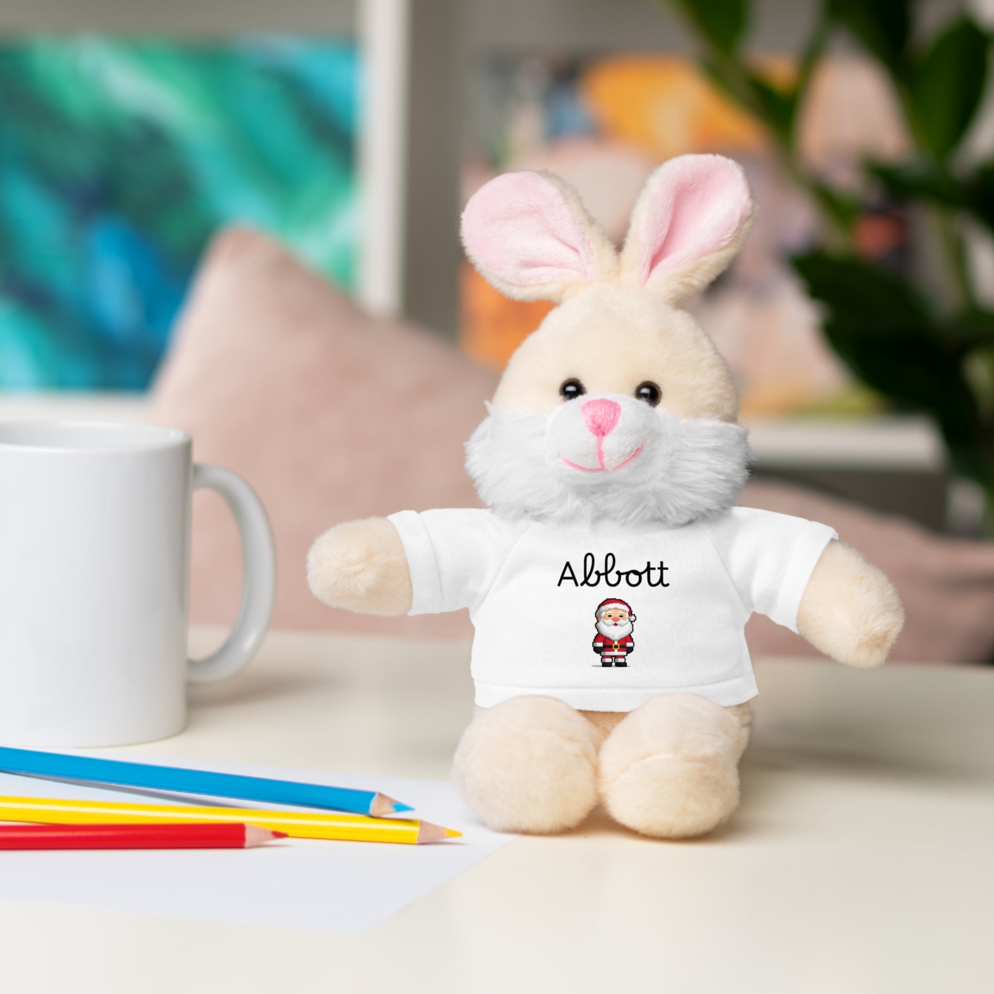 Personalized Tees on Stuffed Animals, Cute Gift for Kids, Birthday, Holidays, Plush Toy, Custom Bear