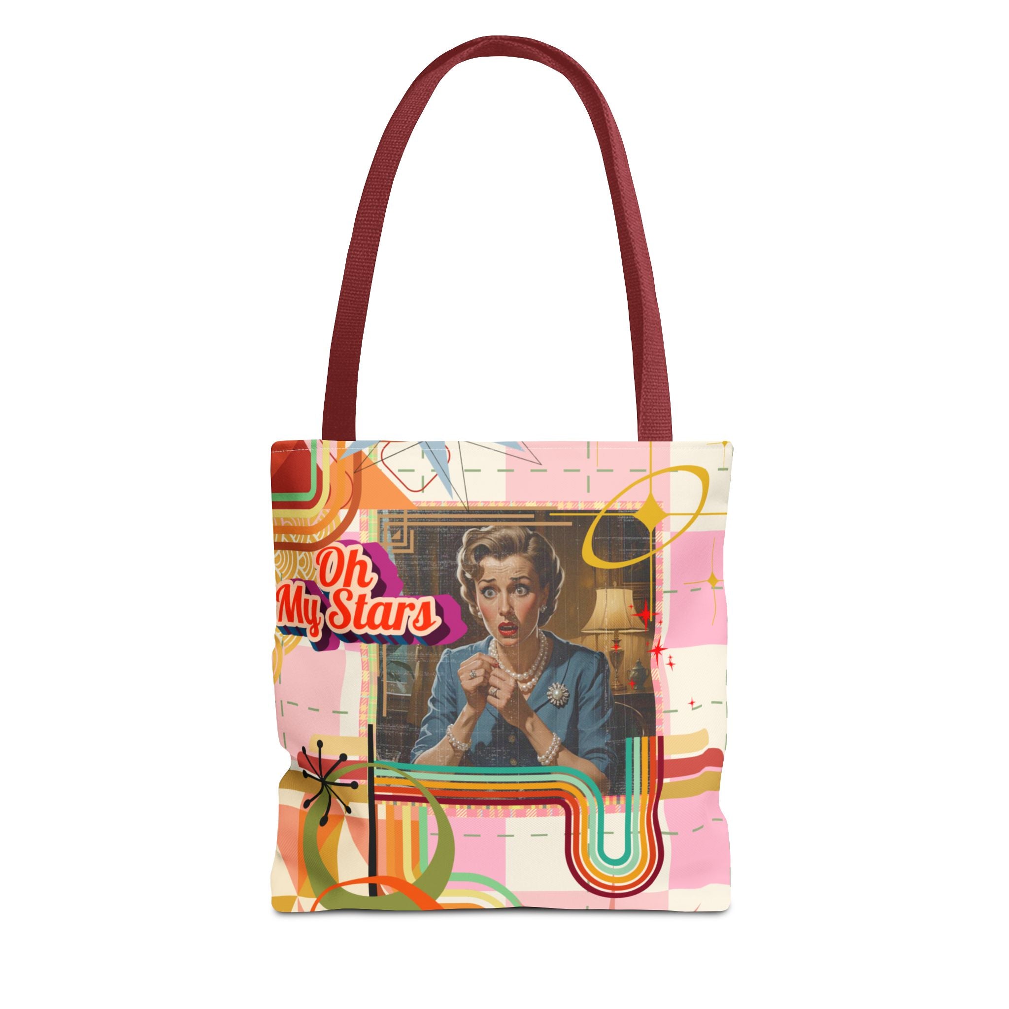Vintage Stars Tote Bag, Art Deco 1950's Handbag, Retro Carryall Purse, Celestial Shoulder Bag, Galaxy Grocery Tote, Eco-Friendly Shopping