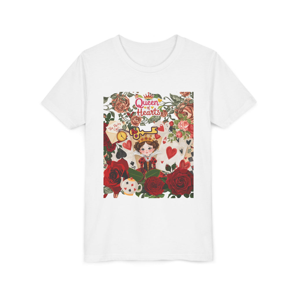 Youth Short Sleeve Tee with Floral Heart Design, Cute Love Tee for Kids, Perfect for Birthdays, Valentine's Day, Everyday Wear, Gift Idea