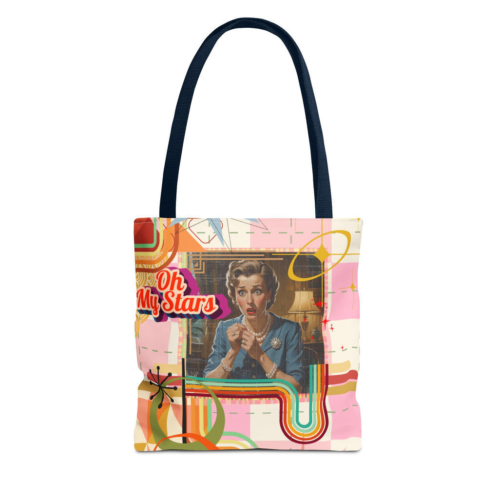 Vintage Stars Tote Bag, Art Deco 1950's Handbag, Retro Carryall Purse, Celestial Shoulder Bag, Galaxy Grocery Tote, Eco-Friendly Shopping
