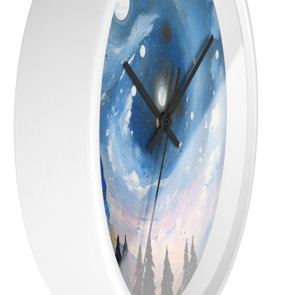 Celestial Landscape Wall Clock - Inspirational Night Sky Decor