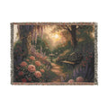 Woven Blanket, Garden at Dusk - Cozy Home Decor, Living Room Throw, Nature Inspired Blanket, Floral Bedding, Botanical Gift