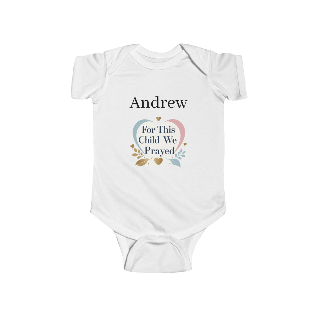 Personalized Infant Bodysuit, Custom Baby Onesie, Baby Shower Gift, Newborn Outfit, Soft Cotton Bodysuit, For This Child We Prayed