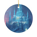 Fantasy Castle Ceramic Ornament, Holiday Decor, Customizable Gift, Winter Wonderland, Home Decoration, Magical Keepsake