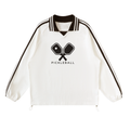 Pickleball Contrast Striped Lapel Collar Sweatshirt