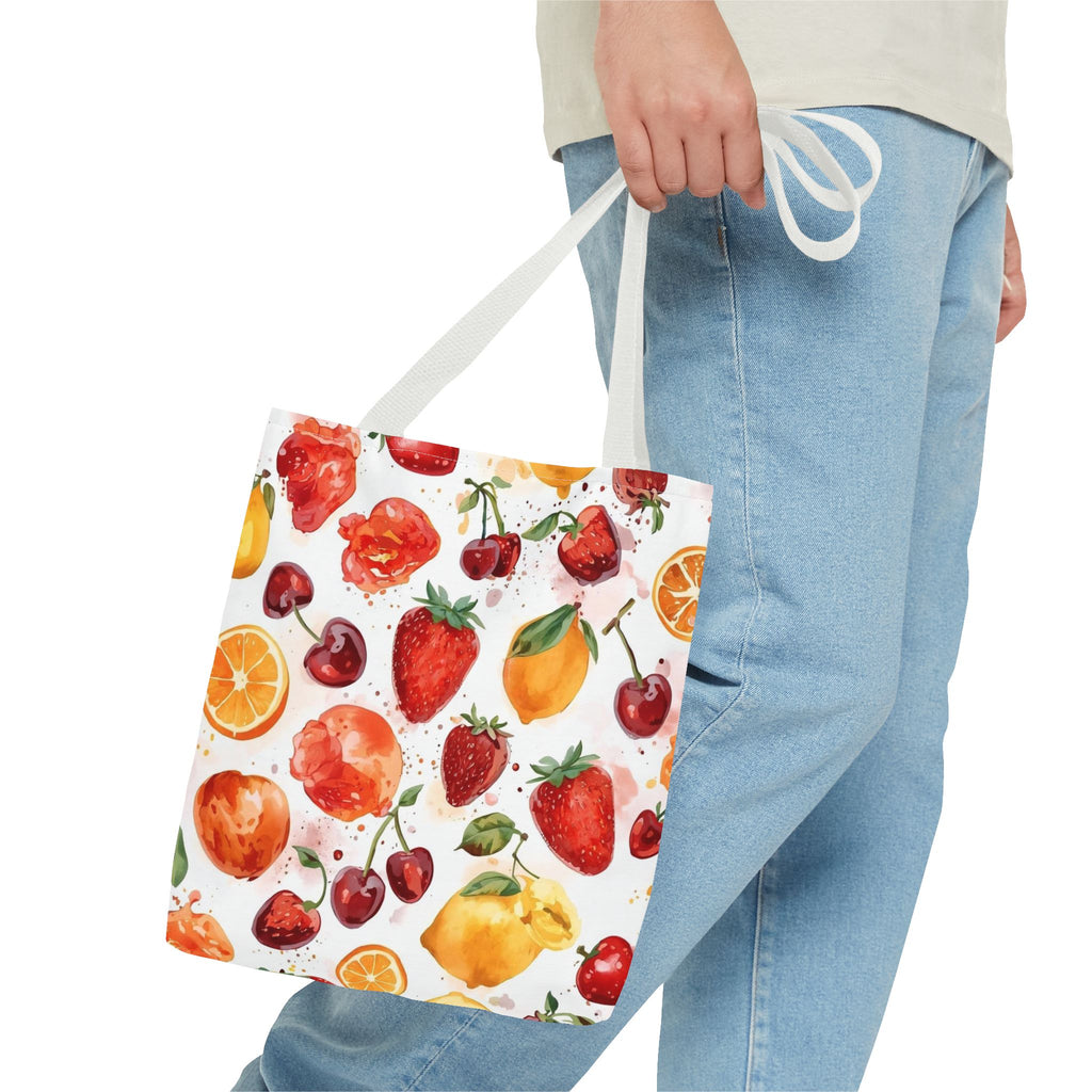 Vibrant Fruit Tote Bag, Colorful Reusable Shopping Bag, Eco-Friendly Grocery Bag, Summer Beach Tote, Fruit Pattern Purse