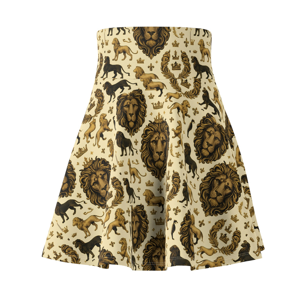 Lion Print Women's Skater Skirt, Cute Flowy Skirt, Summer Outfit, Animal Lover Gift, Festival Wear, Boho Style