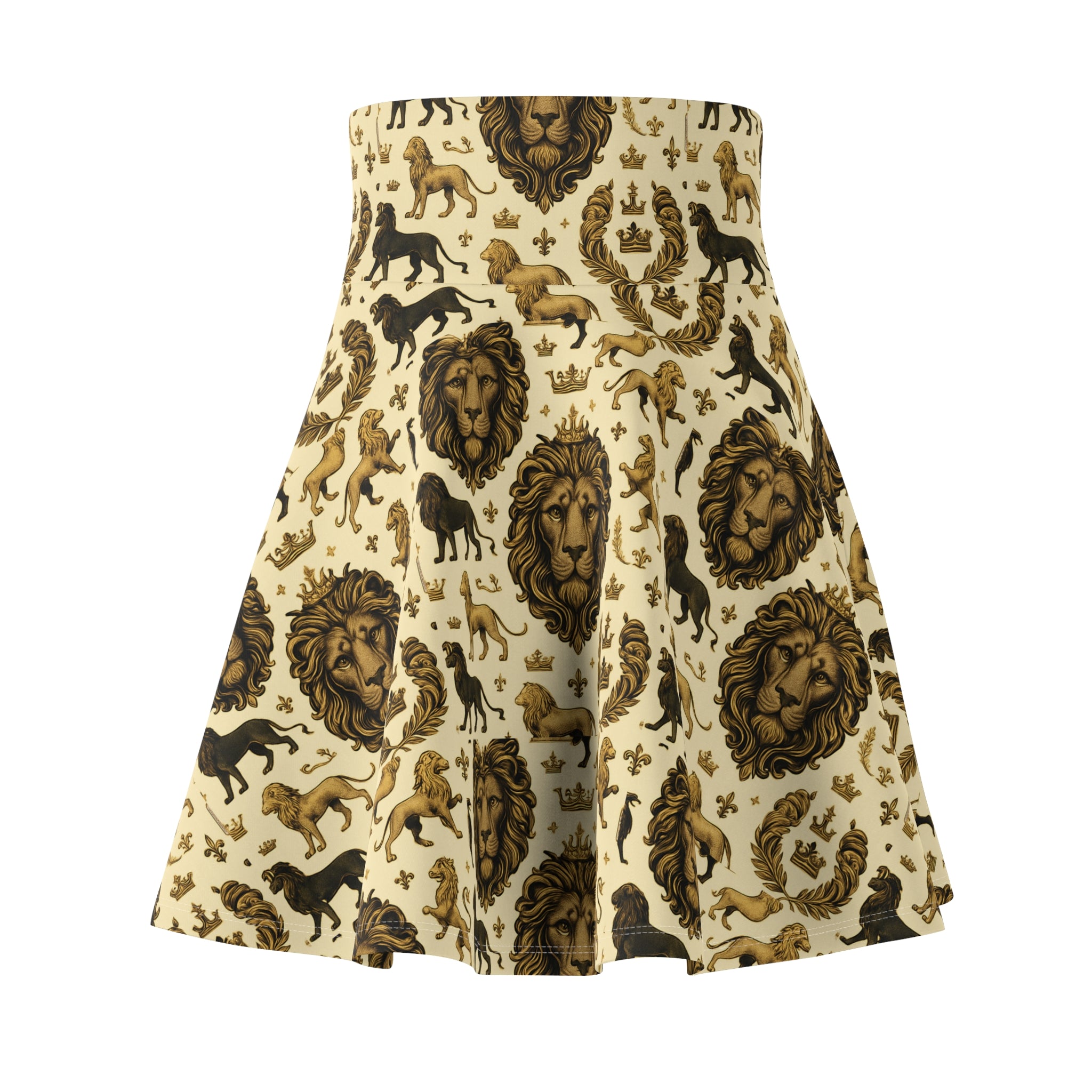 Lion Print Women's Skater Skirt, Cute Flowy Skirt, Summer Outfit, Animal Lover Gift, Festival Wear, Boho Style