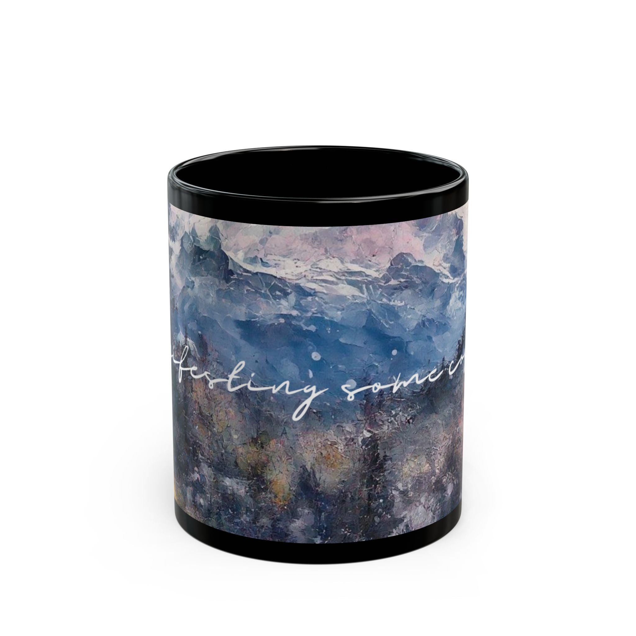 Manifesting Coffee Mug - Law of Attraction Black Ceramic Cup, Positive Affirmation Drinkware, Inspirational Gift, Motivational Quote Tea
